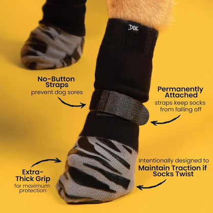 Tigertoes Non-Slip Dog Socks for Outdoors & Indoors, Extra Grip Paw Protection