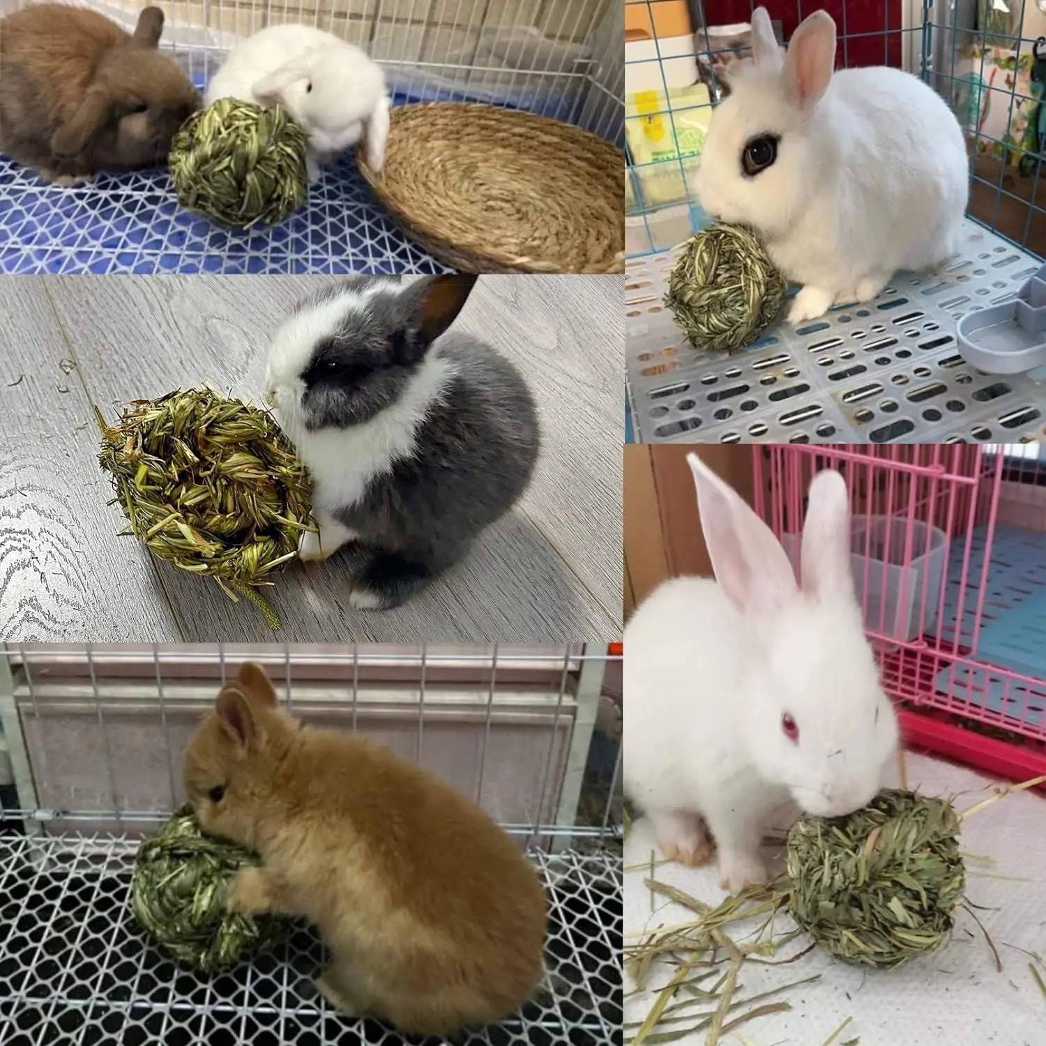 Timothy Hay Bunny Chew Balls Natural Grass Toys for Rabbits Guinea Pigs Hamsters