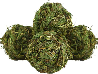 Timothy Hay Bunny Chew Balls Natural Grass Toys for Rabbits Guinea Pigs Hamsters 4 Pcs Grass Ball