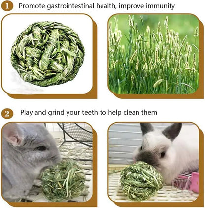 Timothy Hay Bunny Chew Balls Natural Grass Toys for Rabbits Guinea Pigs Hamsters