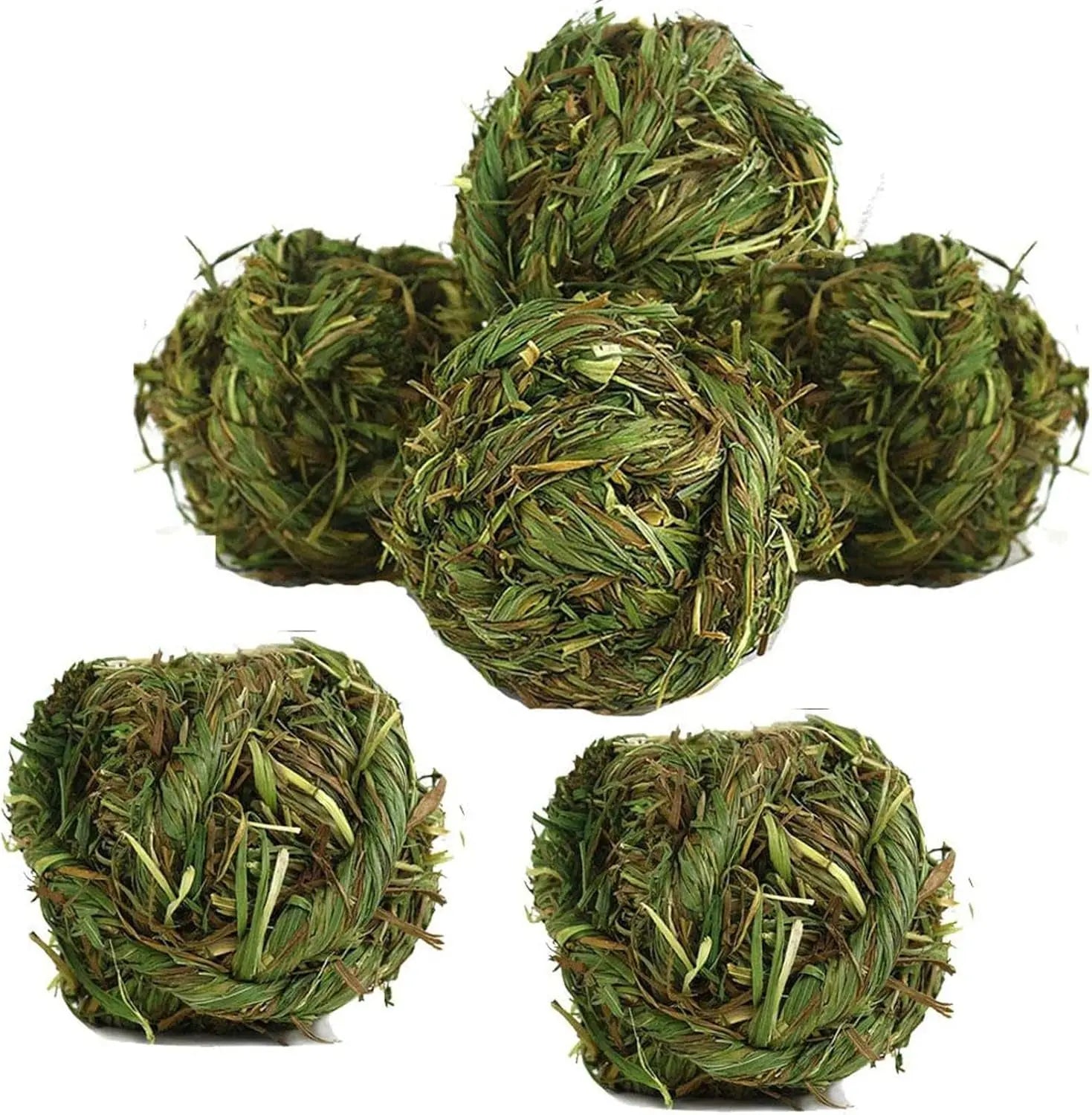 Timothy Hay Bunny Chew Balls Natural Grass Toys for Rabbits Guinea Pigs Hamsters 6 Pcs Grass Ball
