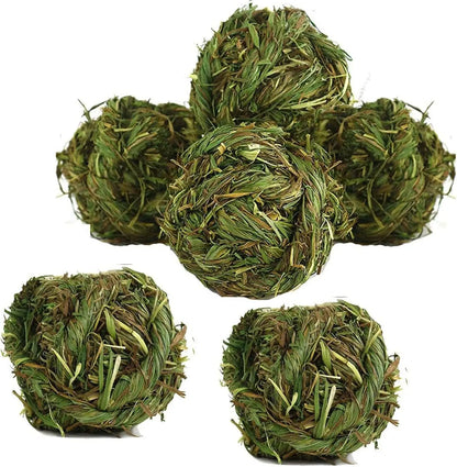 Timothy Hay Bunny Chew Balls Natural Grass Toys for Rabbits Guinea Pigs Hamsters 6 Pcs Grass Ball