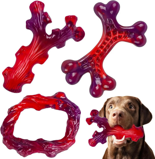 Tough Dog Chew Toys 3 Pack for Aggressive Chewers, Large Dogs, Bacon Flavor Model 315 Beef