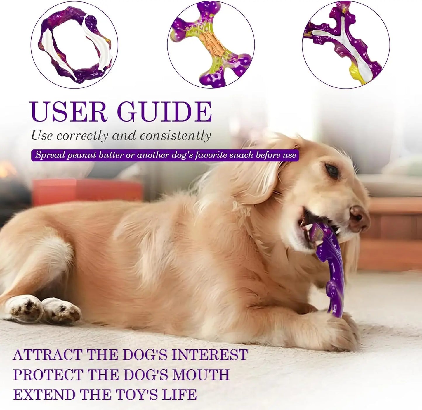 Tough Dog Chew Toys 3 Pack for Aggressive Chewers, Large Dogs, Bacon Flavor