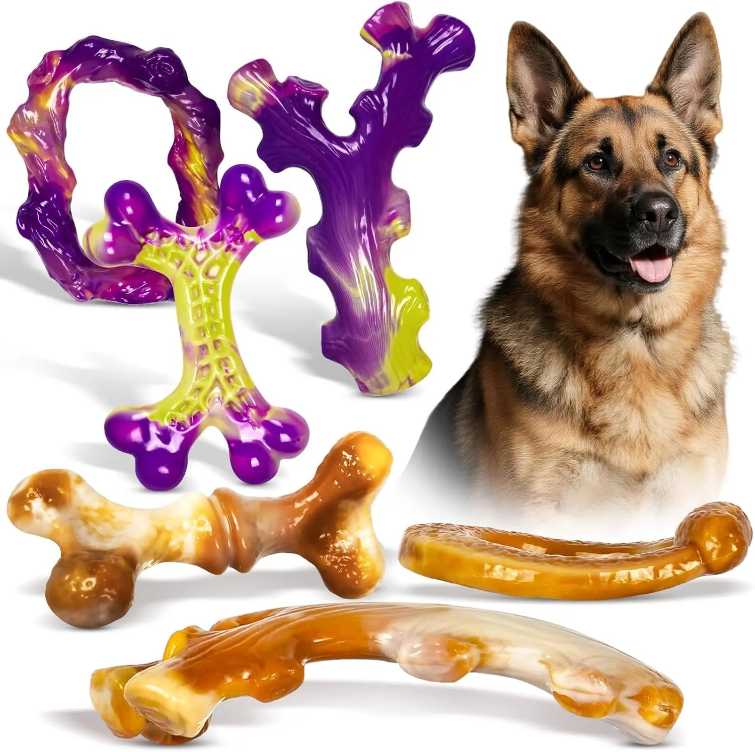 Tough Dog Chew Toys 3 Pack for Aggressive Chewers, Large Dogs, Bacon Flavor Model 315313