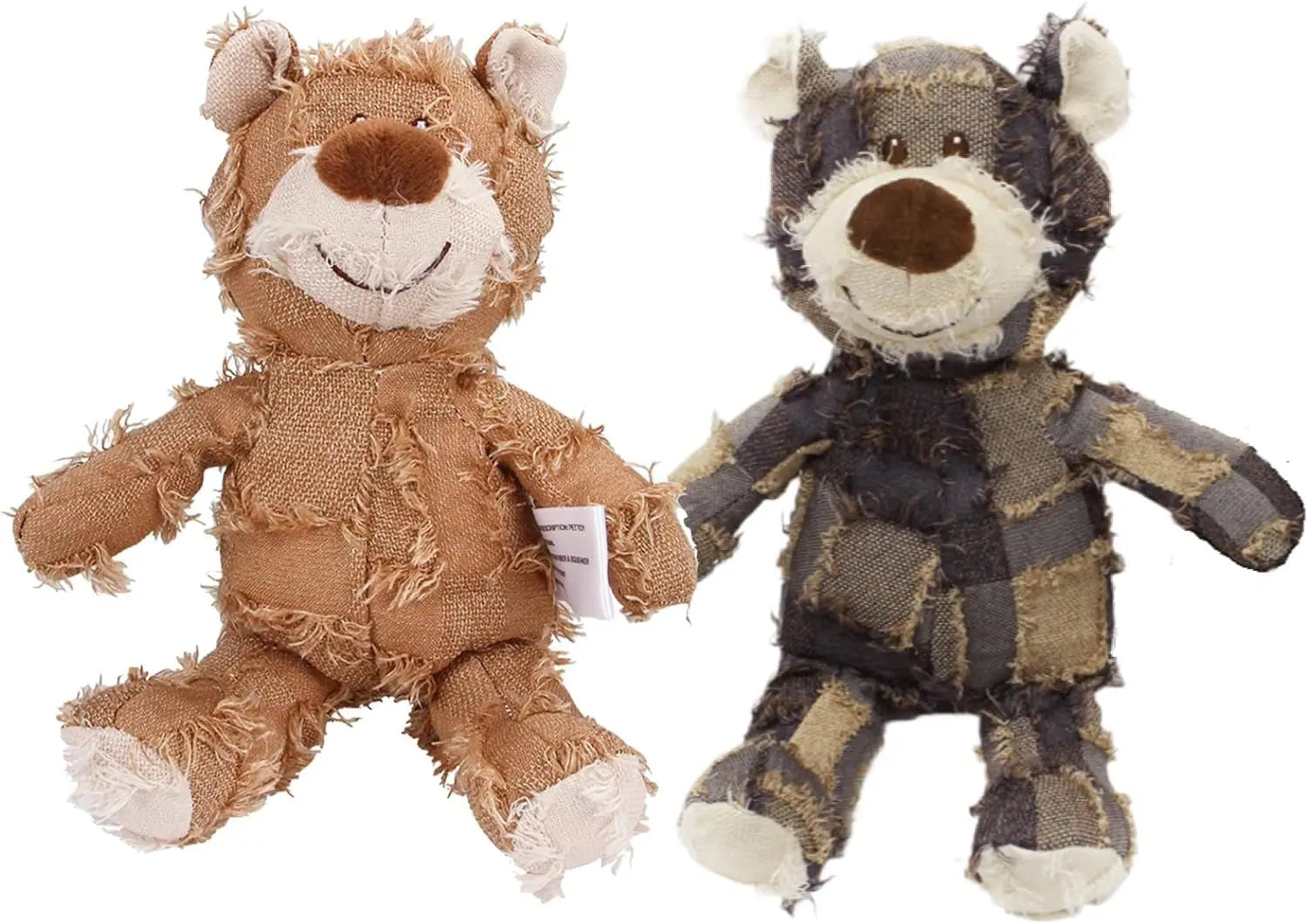 Tough Plush Dog Chew Toy for Heavy Chewers, Squeaky Durable Bear F-Oak+Purple