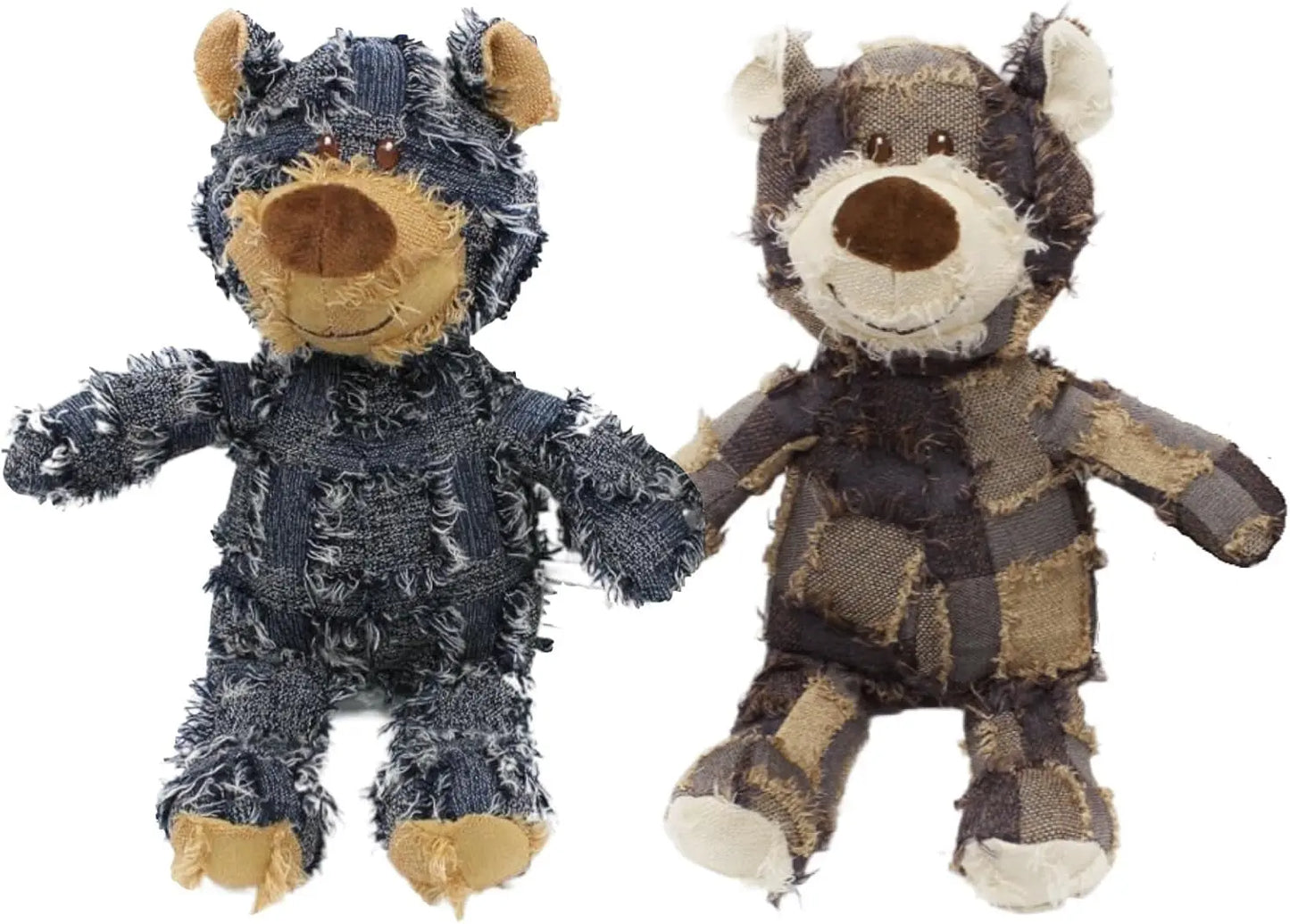 Tough Plush Dog Chew Toy for Heavy Chewers, Squeaky Durable Bear E-Navy+Purple