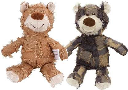 Tough Plush Dog Chew Toy for Heavy Chewers, Squeaky Durable Bear F-Oak+Purple