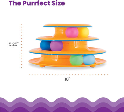 Tower of Tracks – 3-Level Interactive Cat Toy with 6 Balls, Non-Slip Base