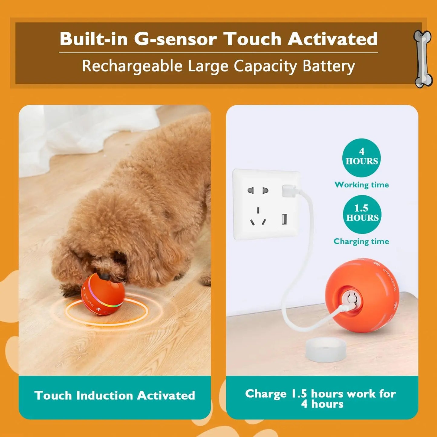 USB Rechargeable Interactive Dog Ball – Automatic Motion Rolling Toy for All Sizes