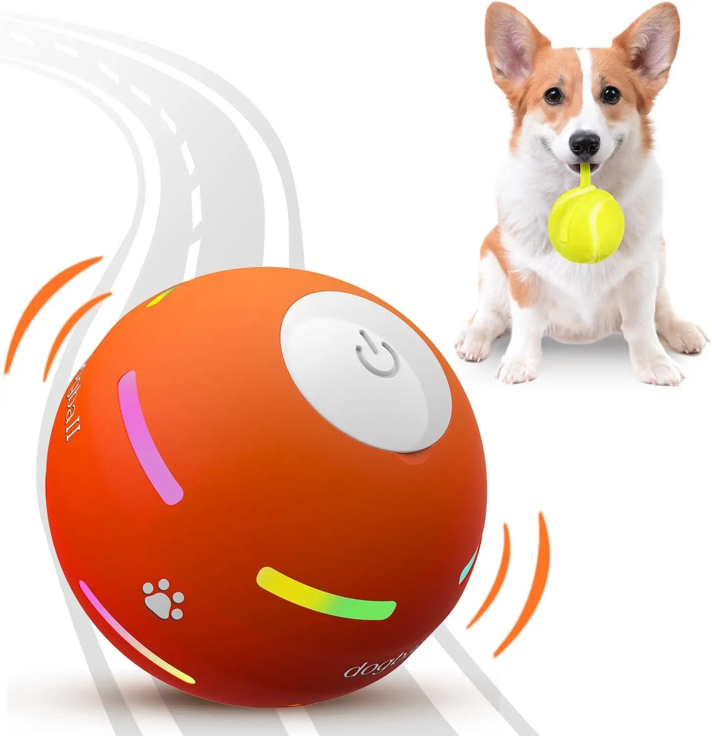 USB Rechargeable Interactive Dog Ball – Automatic Motion Rolling Toy for All Sizes Orange