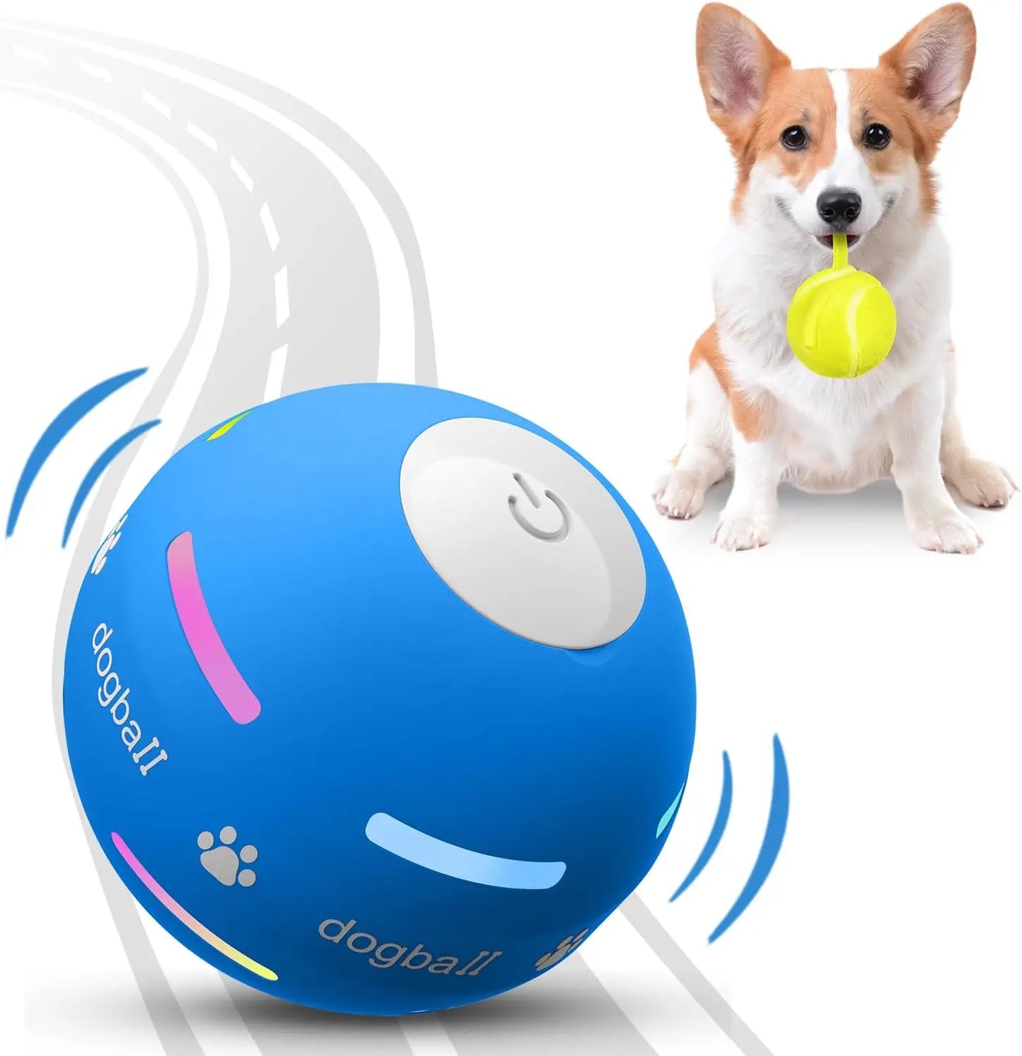 USB Rechargeable Interactive Dog Ball – Automatic Motion Rolling Toy for All Sizes Blue