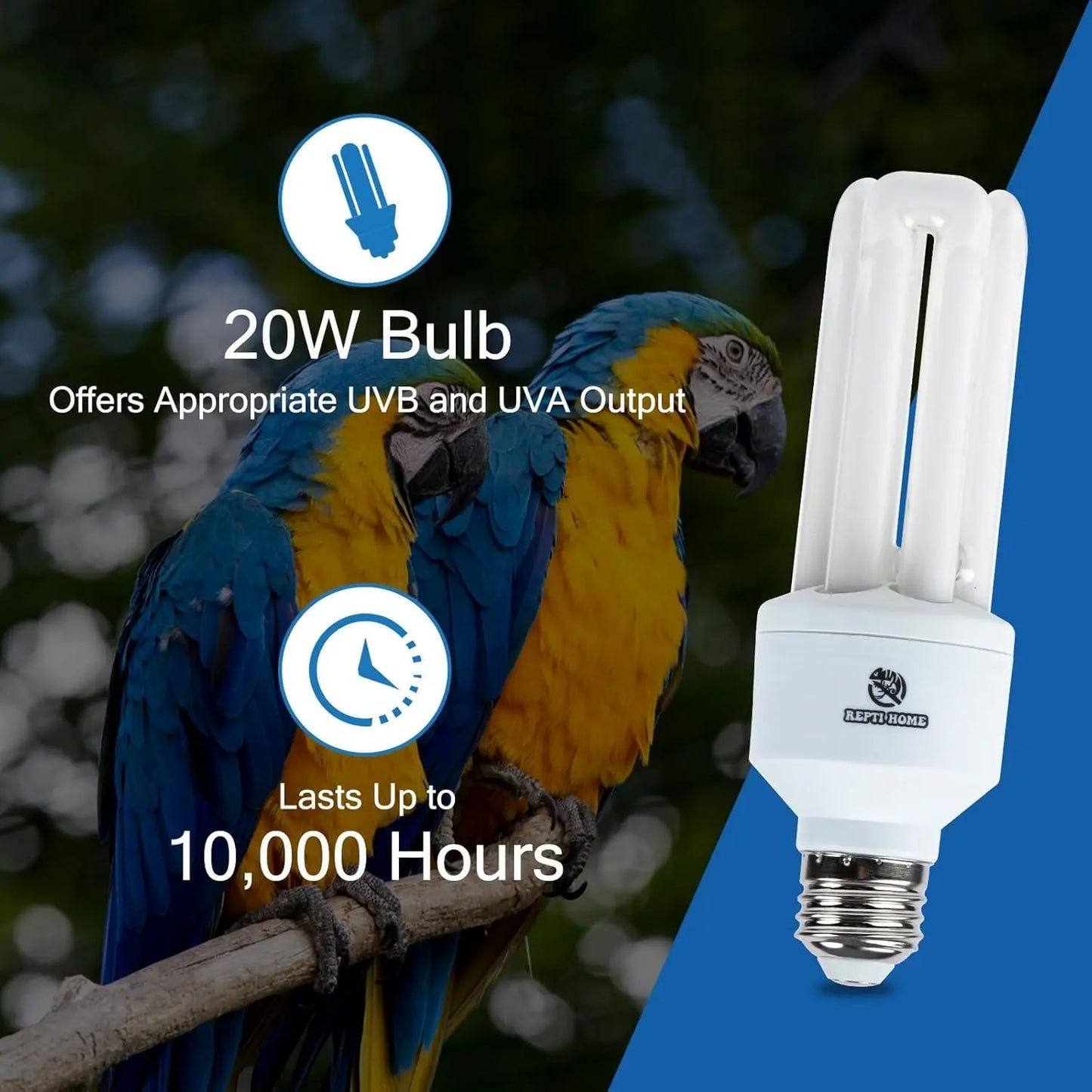 UVA UVB Bird Light Bulb 20W Full Spectrum Compact Lamp for Captive Birds