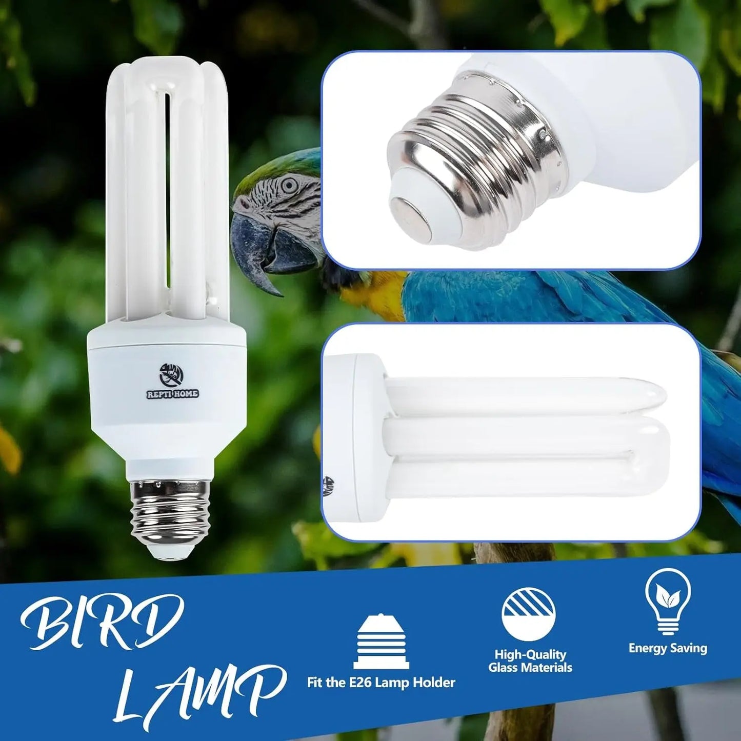 UVA UVB Bird Light Bulb 20W Full Spectrum Compact Lamp for Captive Birds