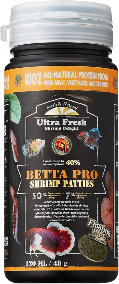 Ultra Fresh Betta Food Pro Shrimp Patties 50% Prawn Natural Protein 1.87 Ounce (Pack Of 1)