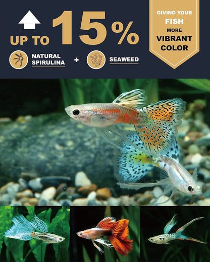 Ultra Fresh Royal Guppy Pellet Fish Food 4.6oz High Protein Color Formula