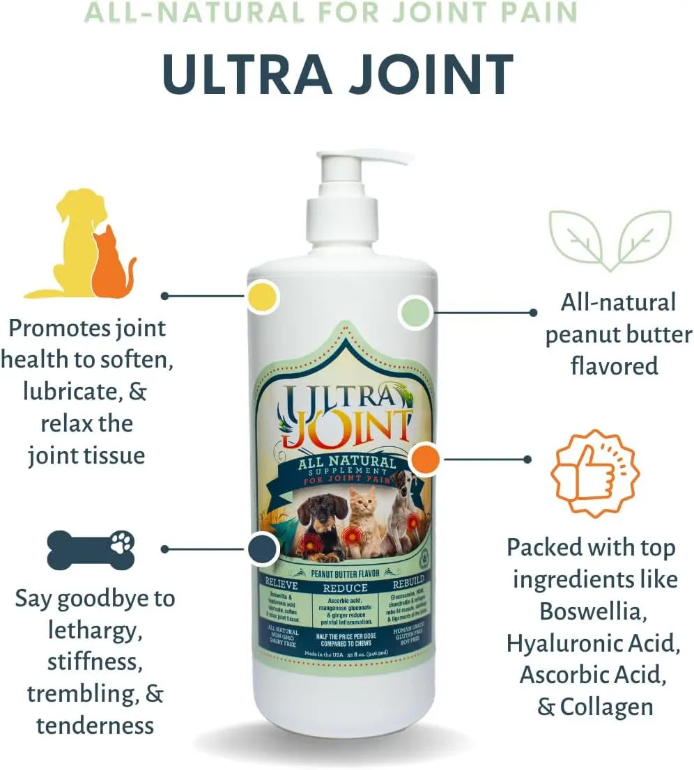 Ultra Joint Liquid Dog Supplement Glucosamine Chondroitin 8oz & 16oz