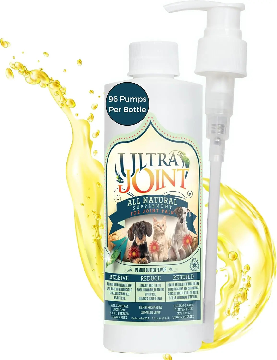 Ultra Joint Liquid Dog Supplement Glucosamine Chondroitin 8oz & 16oz Joint 8Oz