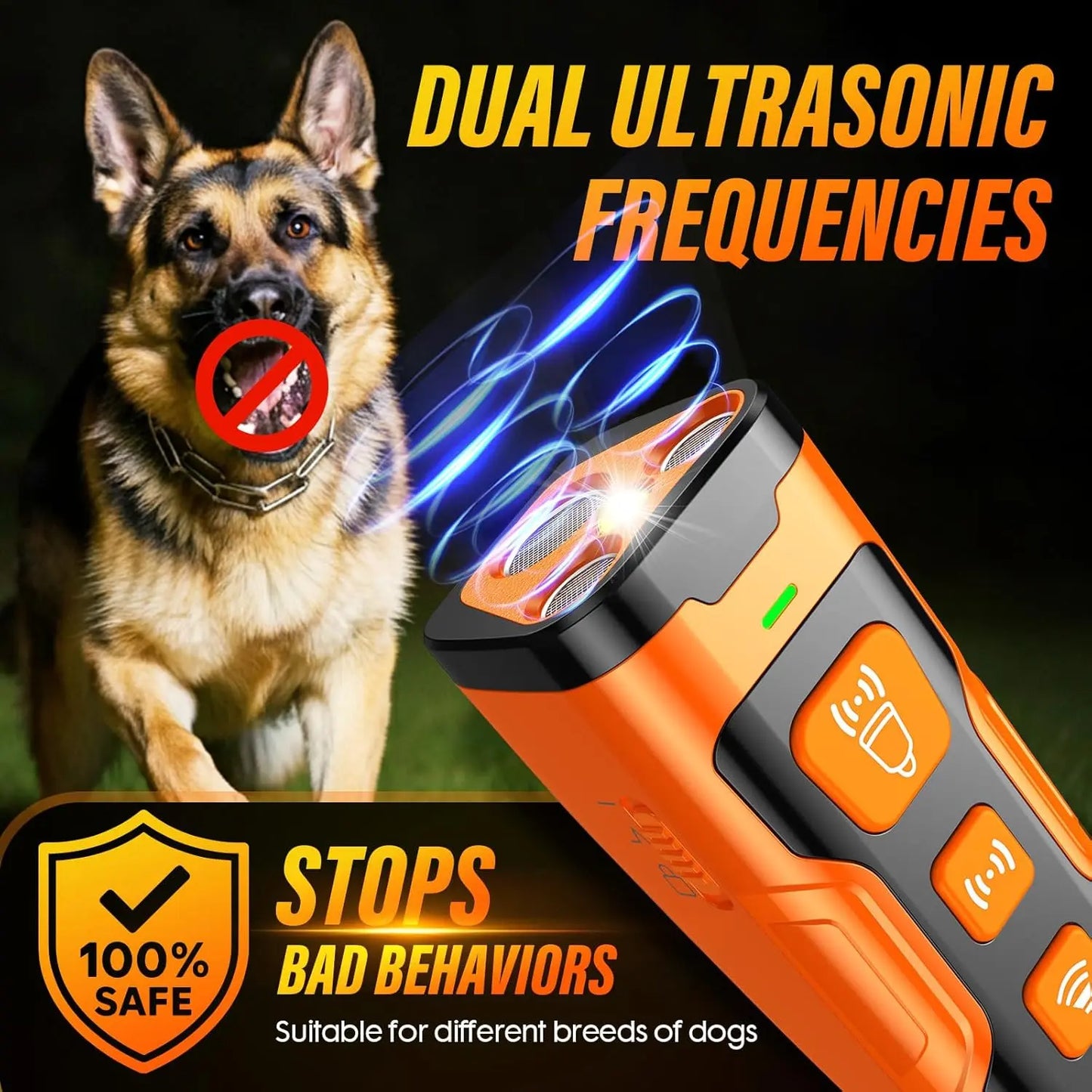 Ultrasonic Dog Bark Control Device – Bark Deterrent, 6 Training Modes, 23FT Range, Safe & Humane, Rechargeable