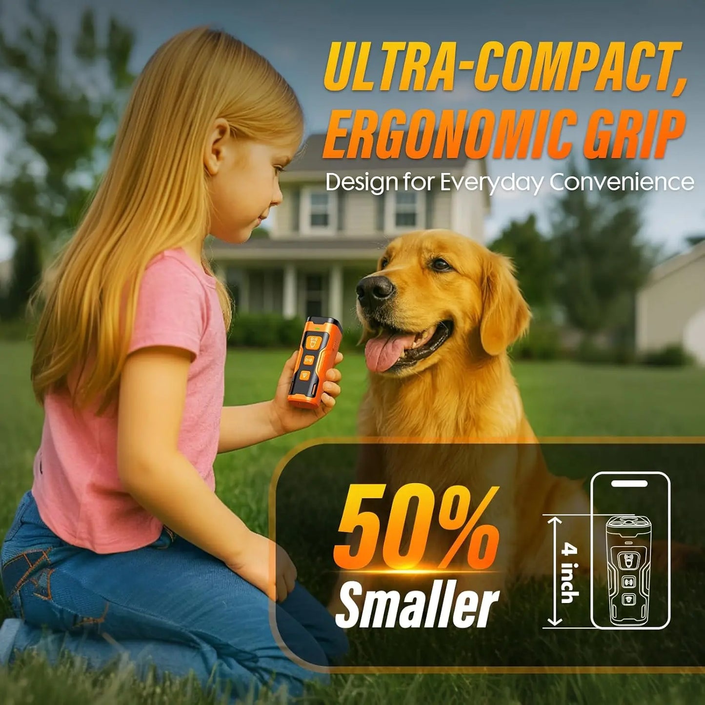Ultrasonic Dog Bark Control Device – Bark Deterrent, 6 Training Modes, 23FT Range, Safe & Humane, Rechargeable