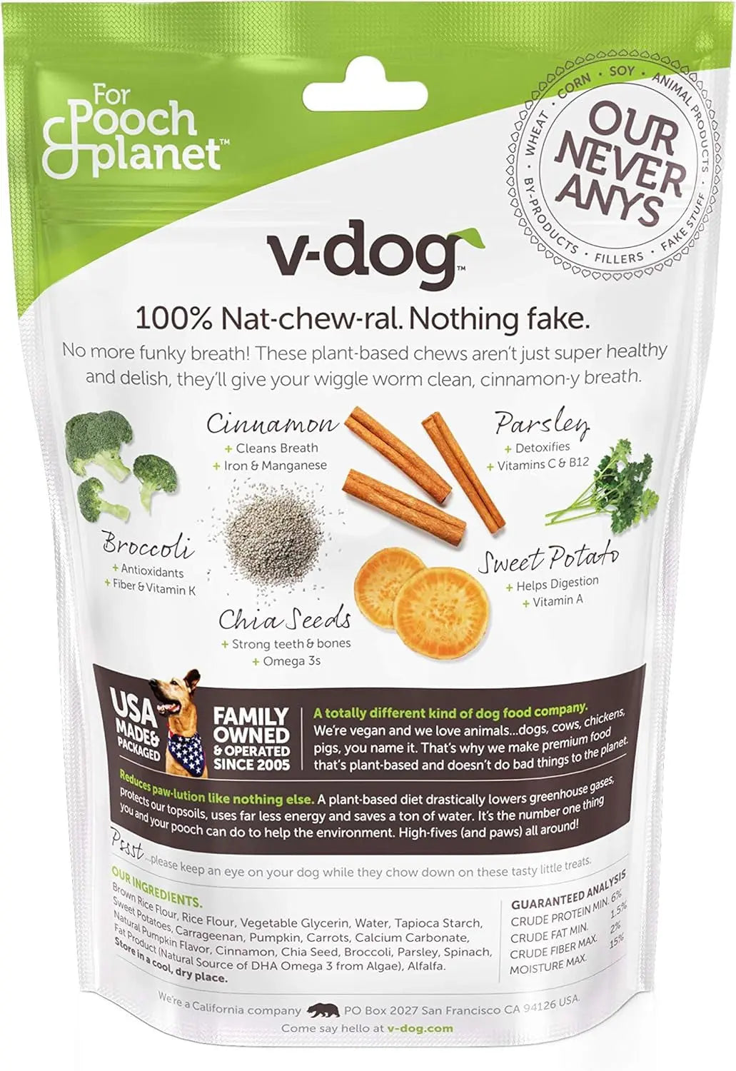 Vegan Dog Treats Dental Chews 8 oz Fresh Breath Natural Dog Treats
