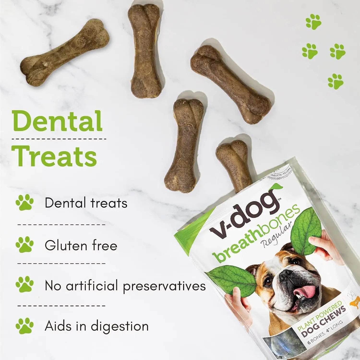 Vegan Dog Treats Dental Chews 8 oz Fresh Breath Natural Dog Treats