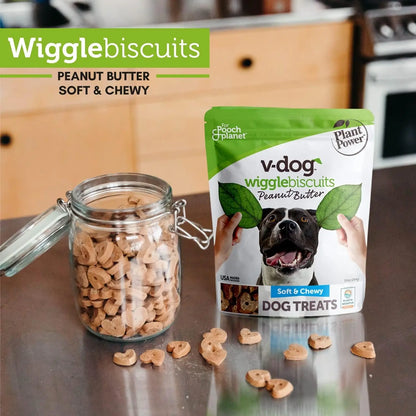 Vegan Dog Treats- Wiggle Biscuits Soft Chewy Training Treats Peanut Butter
