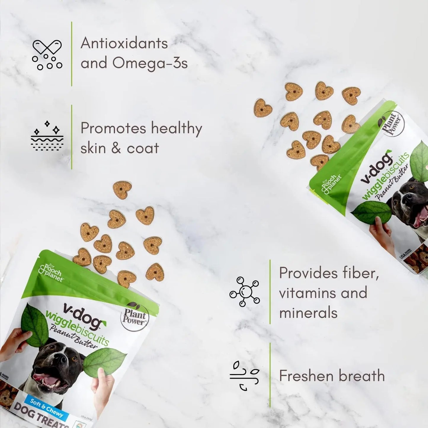 Vegan Dog Treats- Wiggle Biscuits Soft Chewy Training Treats Peanut Butter