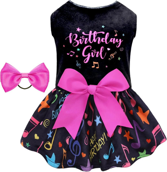 Velvet Dog Birthday and Holiday Dress For Small Dogs Puppy Holiday Skirt XXS–L Happy Birthday Song