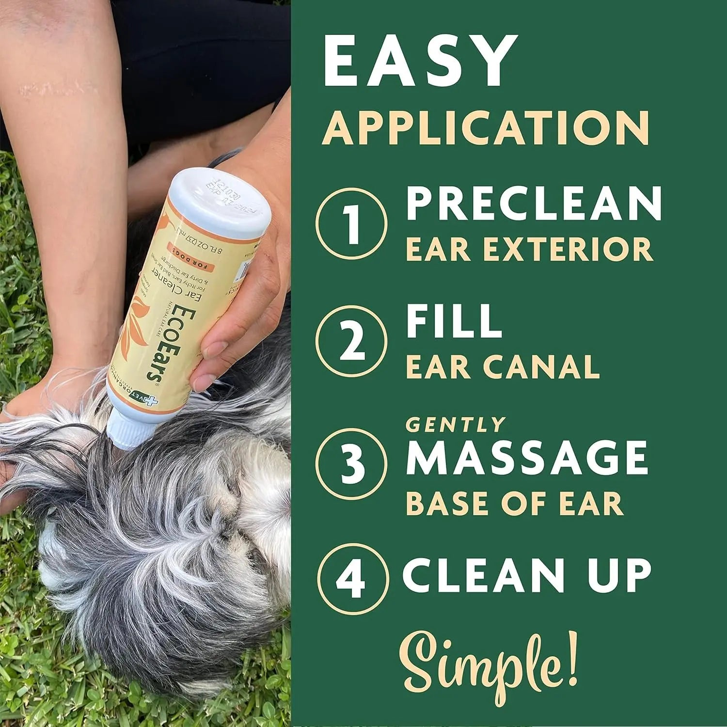 Vet Organics EcoEars Natural Dog Ear Cleaner 8oz, Multi-Action Formula 2-Pack