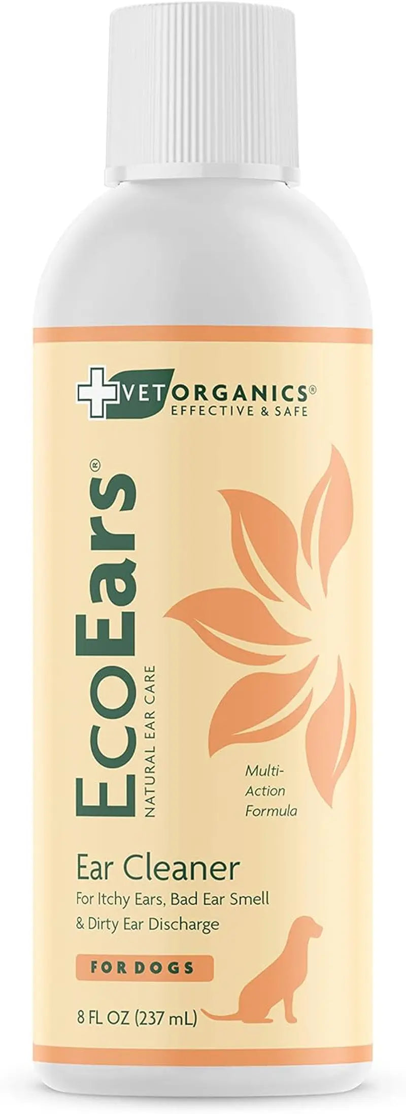 Vet Organics EcoEars Natural Dog Ear Cleaner 8oz, Multi-Action Formula 2-Pack 8 Oz (One bottle)