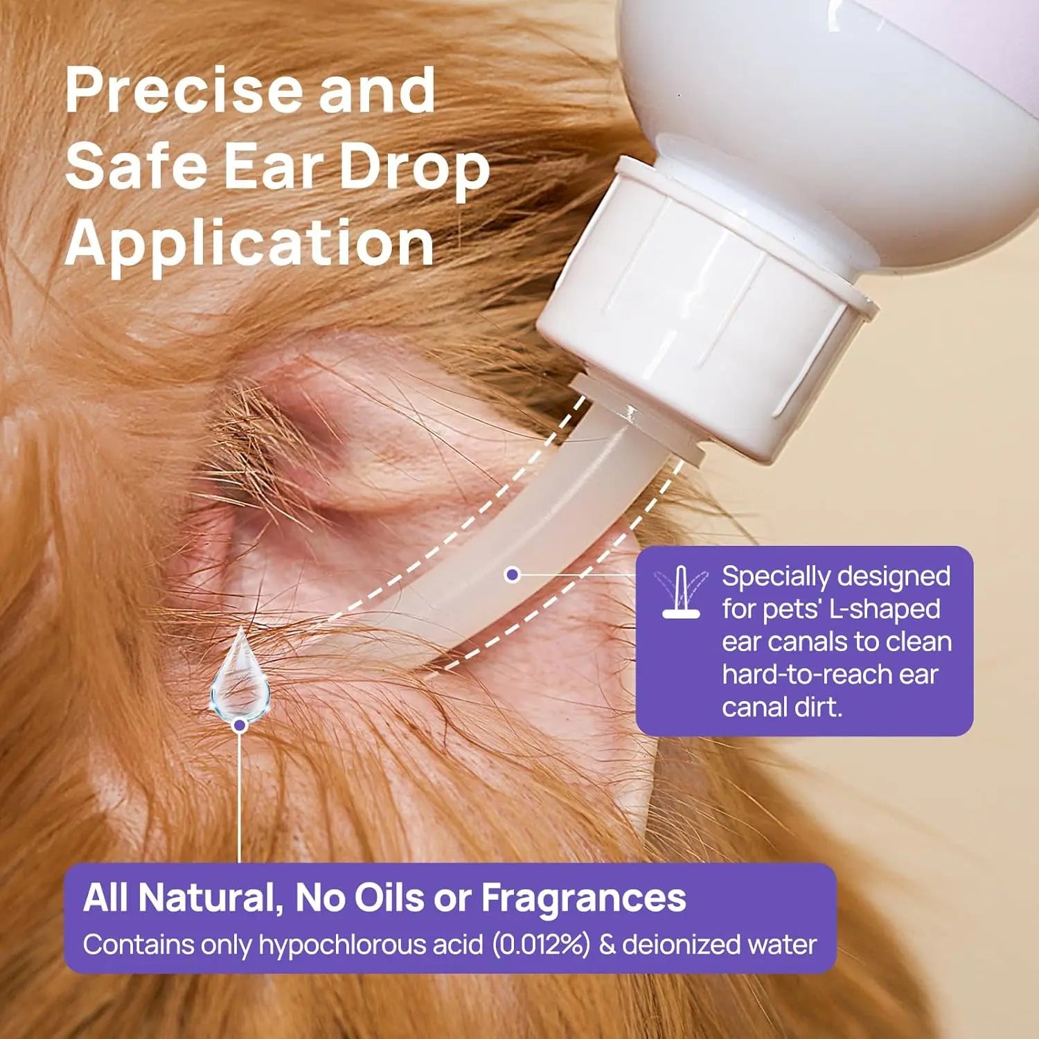 Vet-Recommended Dog & Cat Ear Cleaner – to Relieve Itchy, Inflamed Ears, Remove Wax & Debris