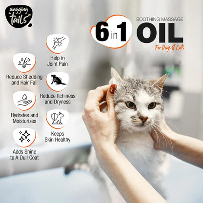 Wagging Tails 6-in-1 Soothing Oil for Dogs & Cats – Coconut Skin & Coat Care 6.76oz