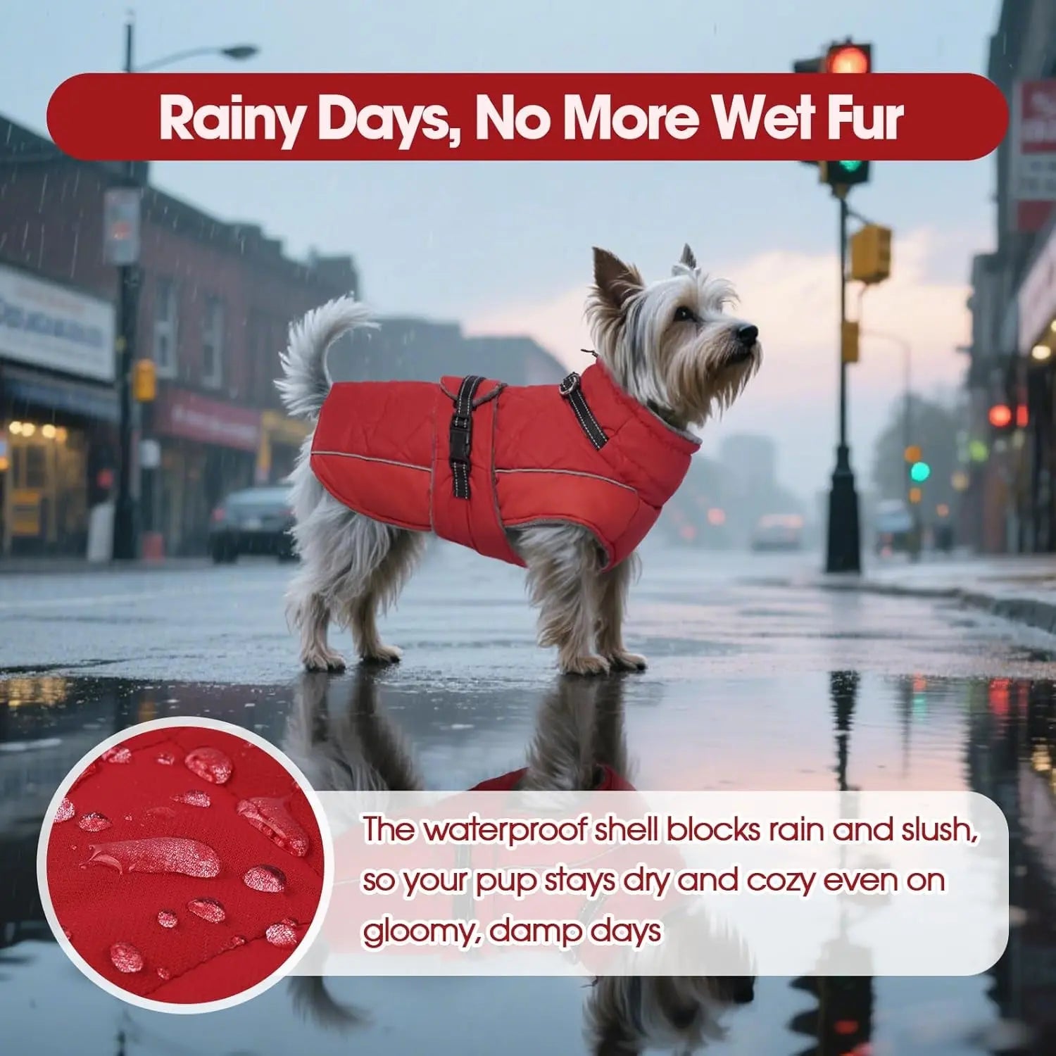 Warm Waterproof Dog Jacket Reflective Turtleneck Adjustable Coat XS–3XL