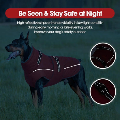 Warm Waterproof Dog Jacket Reflective Turtleneck Adjustable Coat XS–3XL