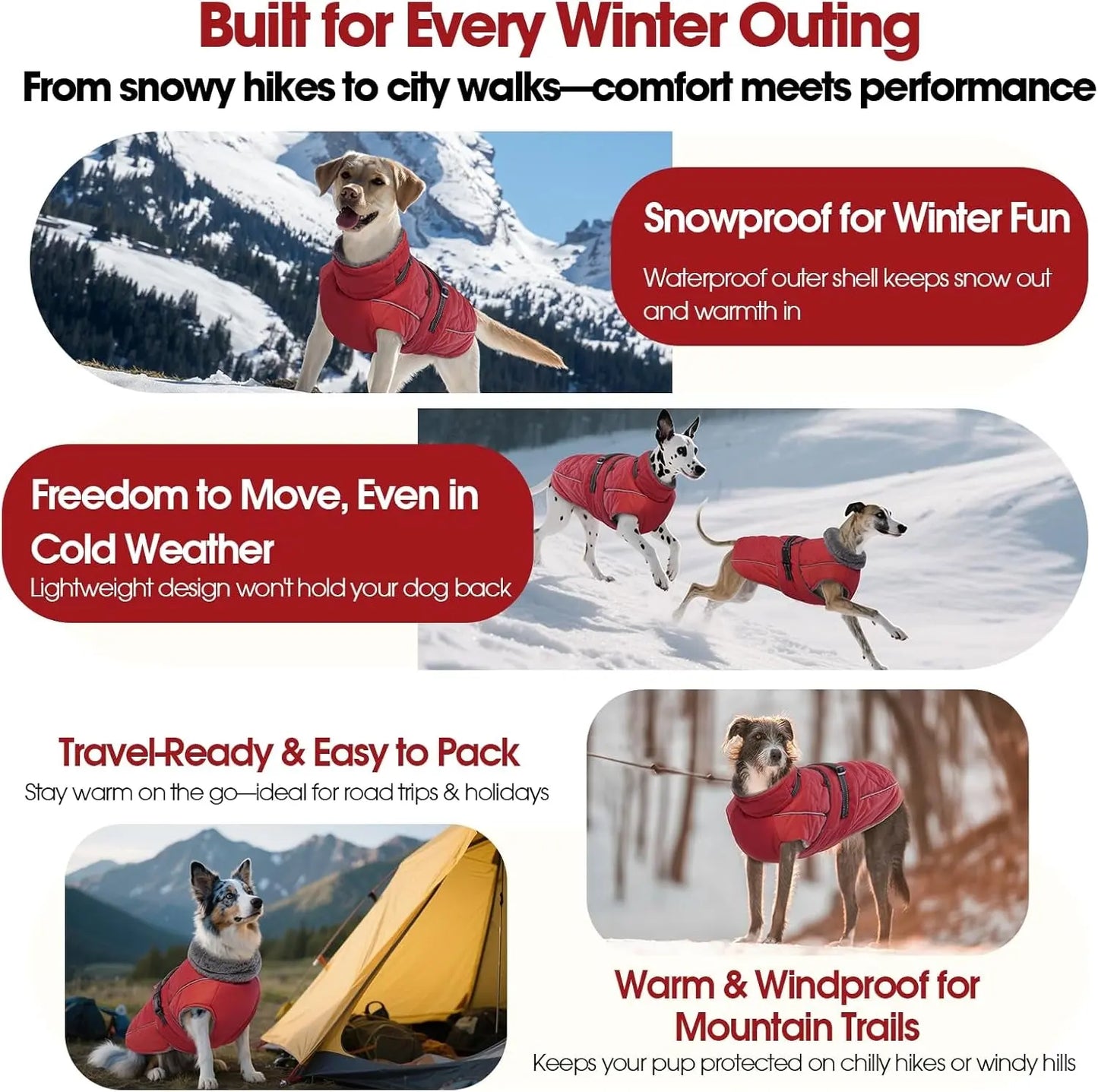 Warm Waterproof Dog Jacket Reflective Turtleneck Adjustable Coat XS–3XL