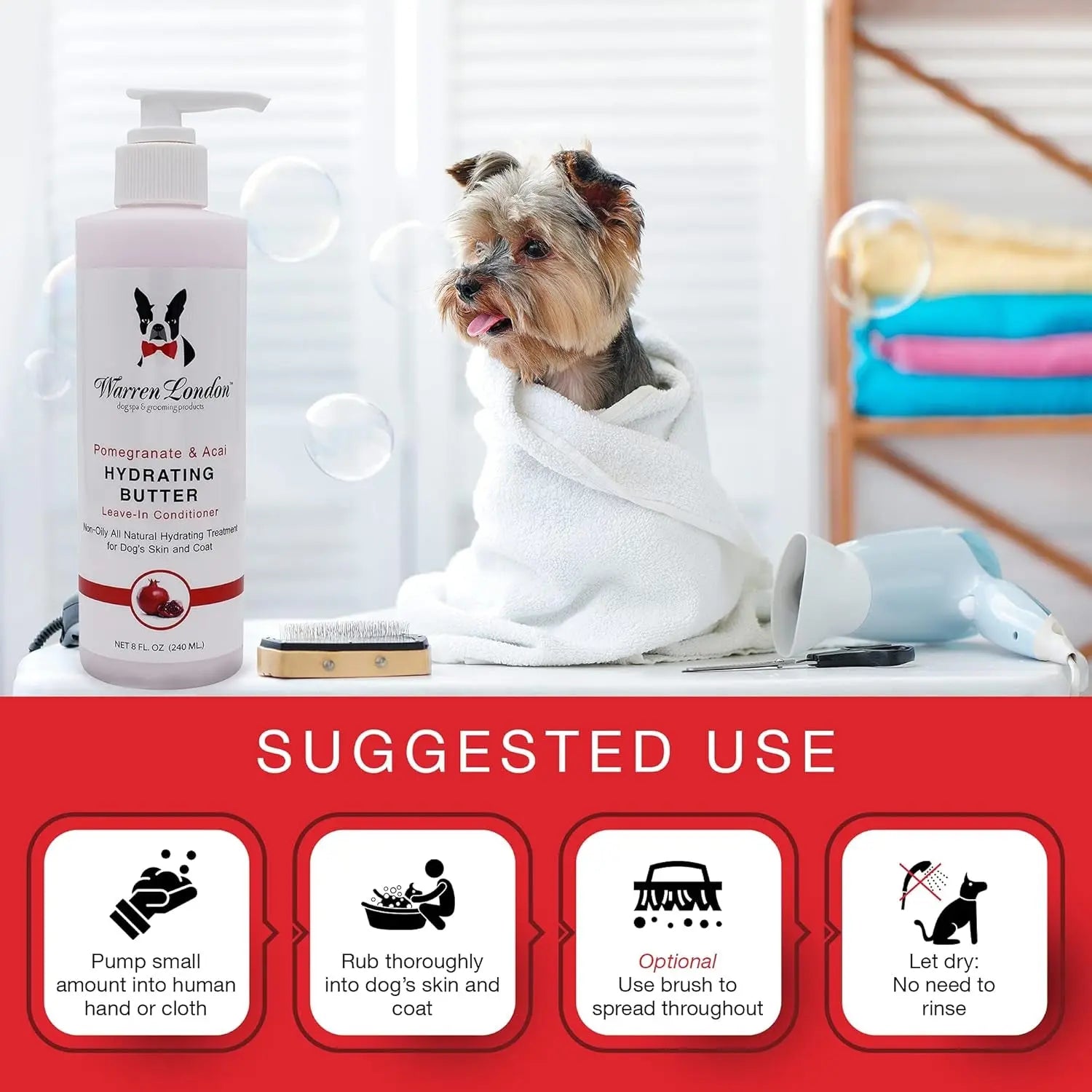 Warren London Butter Combo 8oz – Dog Shampoo & Leave-In Conditioner, Pom & Fig