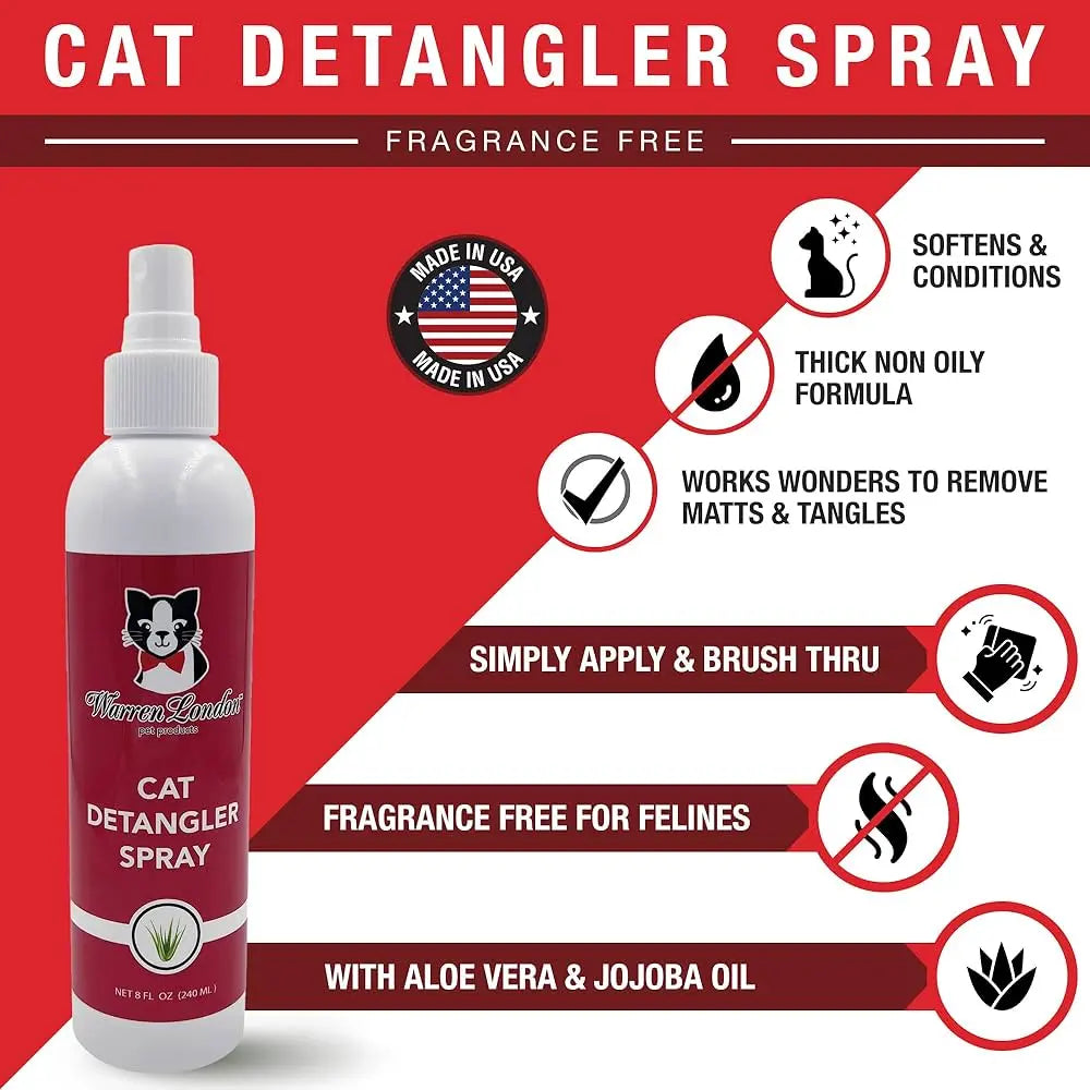 Warren London Fragrance-Free Cat Detangler Spray – Leave-In Conditioner 8oz