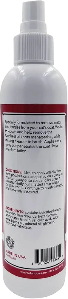 Warren London Fragrance-Free Cat Detangler Spray – Leave-In Conditioner 8oz
