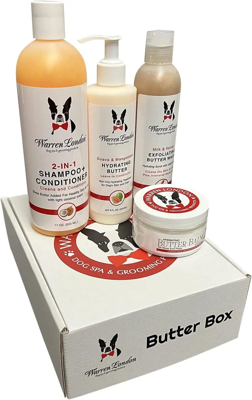 Warren London Ultimate Dog Spa Gift Box 8-Piece Grooming & Pampering Kit Butter Box