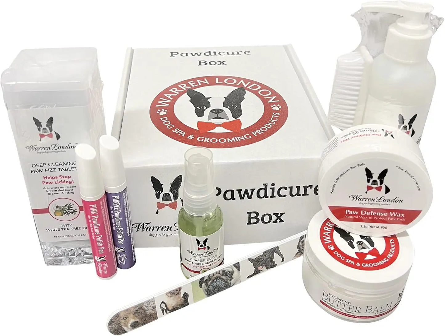 Warren London Ultimate Dog Spa Gift Box 8-Piece Grooming & Pampering Kit Pawdicure Box