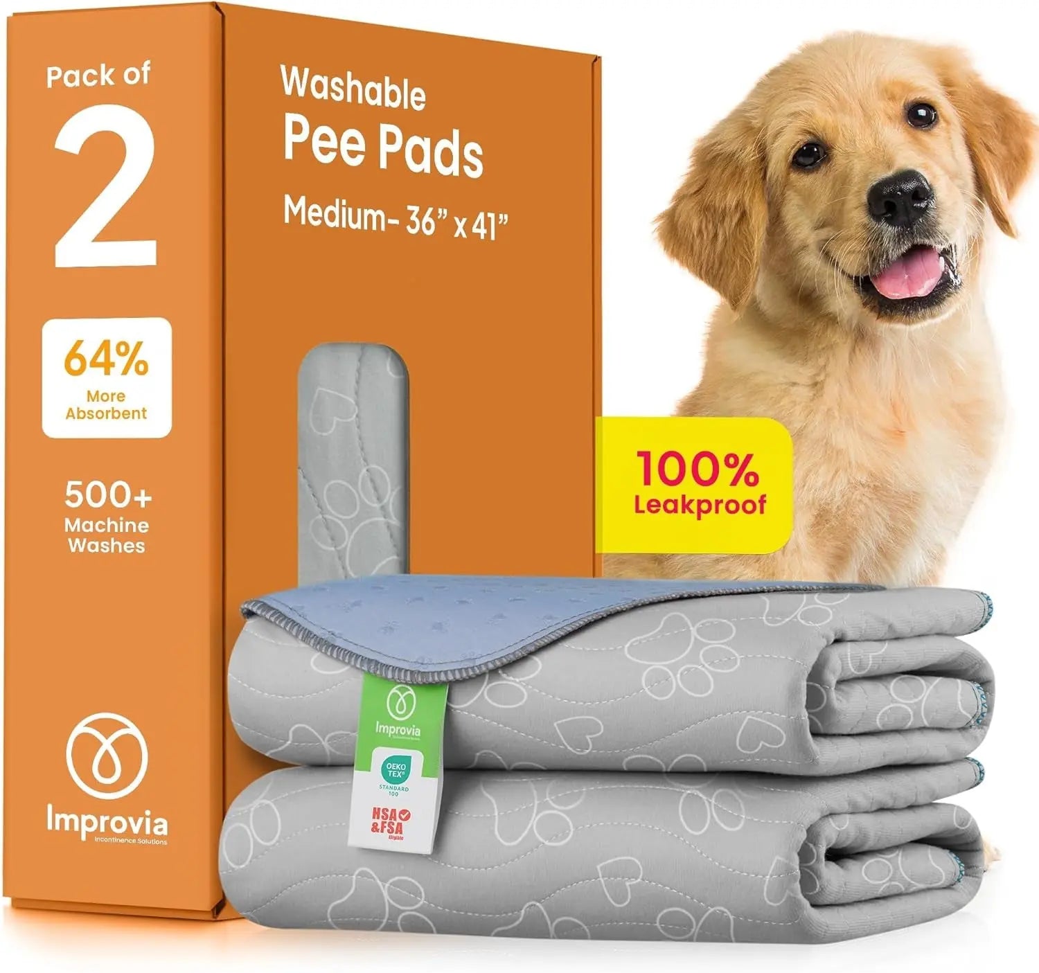 Washable Dog Pee Pads – Reusable Puppy Training Pads with Quick-Dry, Waterproof Protection Medium - 36"X41"
