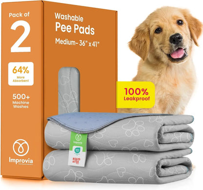 Washable Dog Pee Pads – Reusable Puppy Training Pads with Quick-Dry, Waterproof Protection Medium - 36"X41"