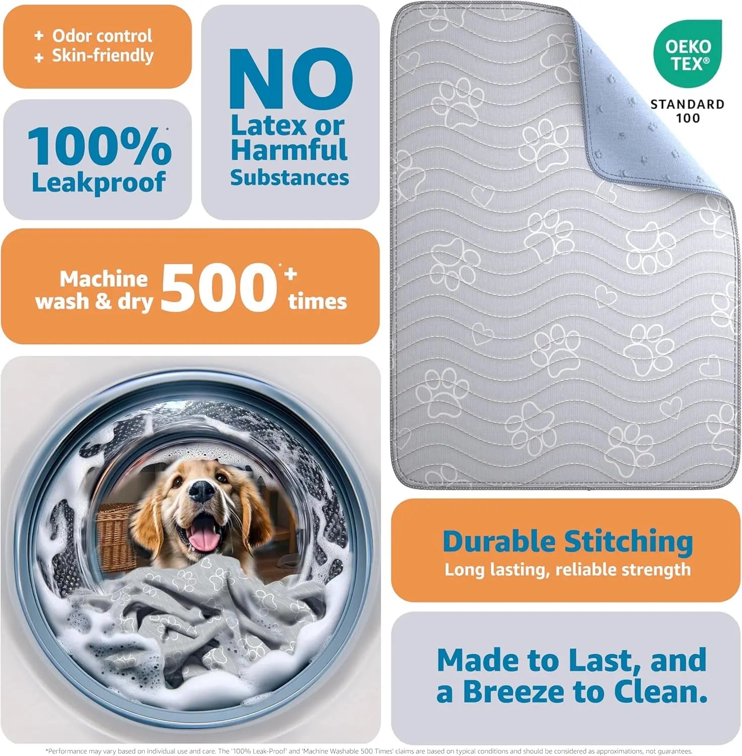 Washable Dog Pee Pads – Reusable Puppy Training Pads with Quick-Dry, Waterproof Protection