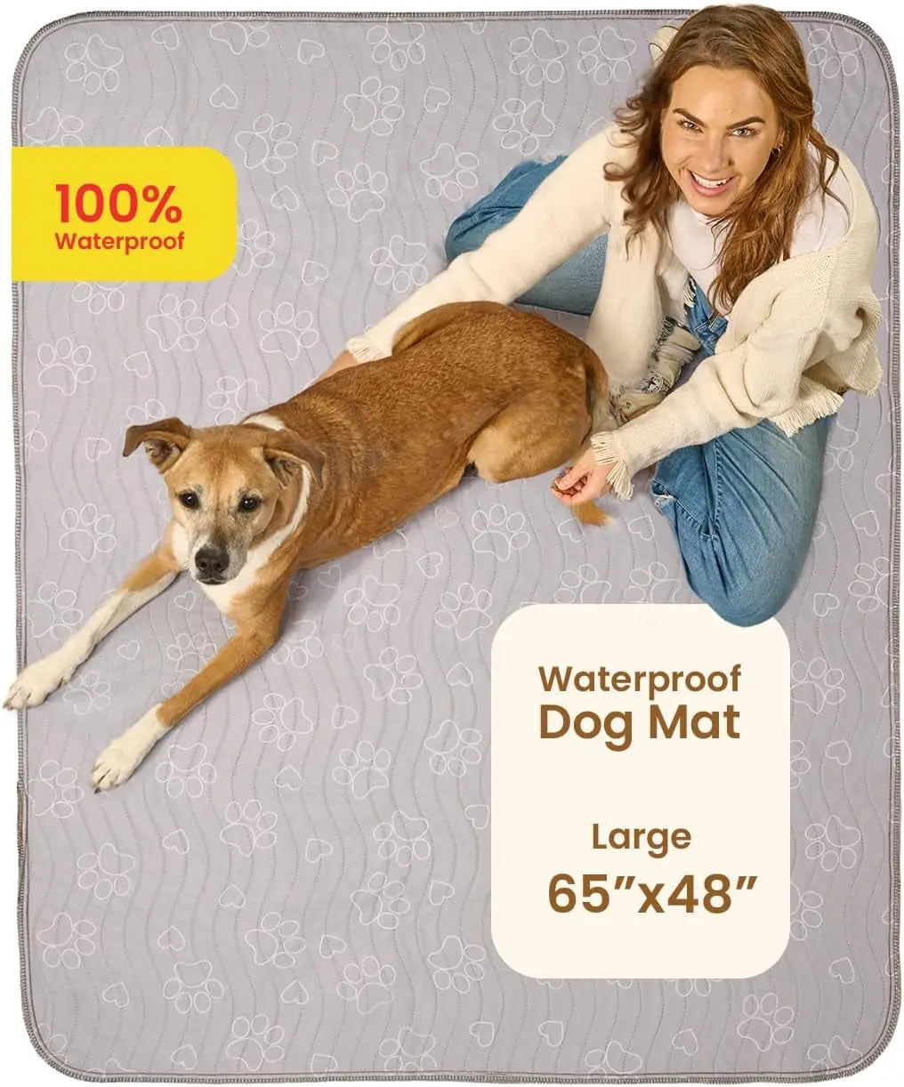 Washable Dog Pee Pads – Reusable Puppy Training Pads with Quick-Dry, Waterproof Protection Large - 65" X 48"