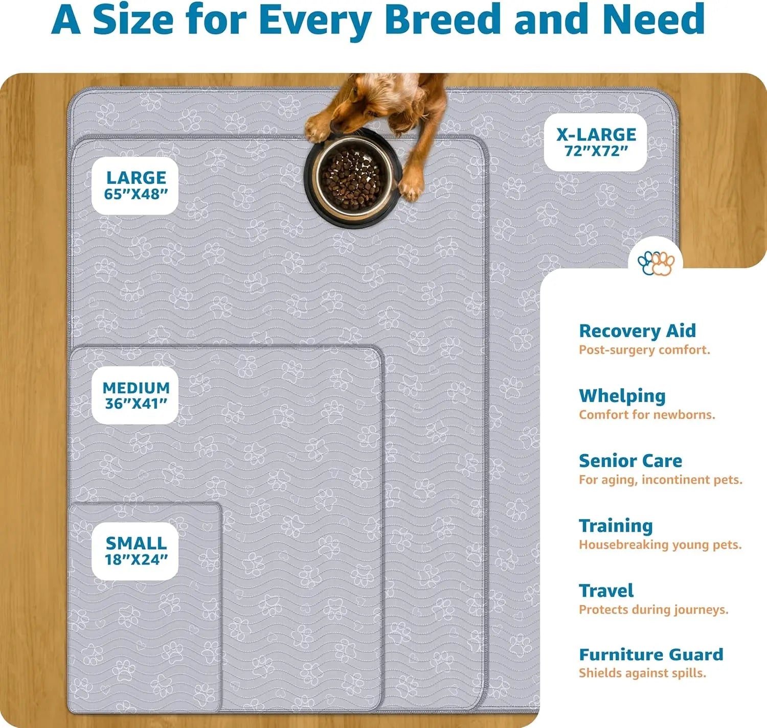 Washable Dog Pee Pads – Reusable Puppy Training Pads with Quick-Dry, Waterproof Protection