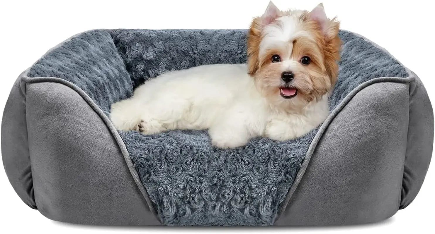 Washable Orthopedic Dog Bed – Soft Calming Pet Sofa for Small to Large Dogs Grey S(20"X 19"X 6")