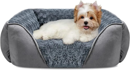 Washable Orthopedic Dog Bed – Soft Calming Pet Sofa for Small to Large Dogs Grey S(20"X 19"X 6")