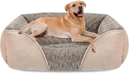 Washable Orthopedic Dog Bed – Soft Calming Pet Sofa for Small to Large Dogs Beige Xxl(42"X 30"X 10")
