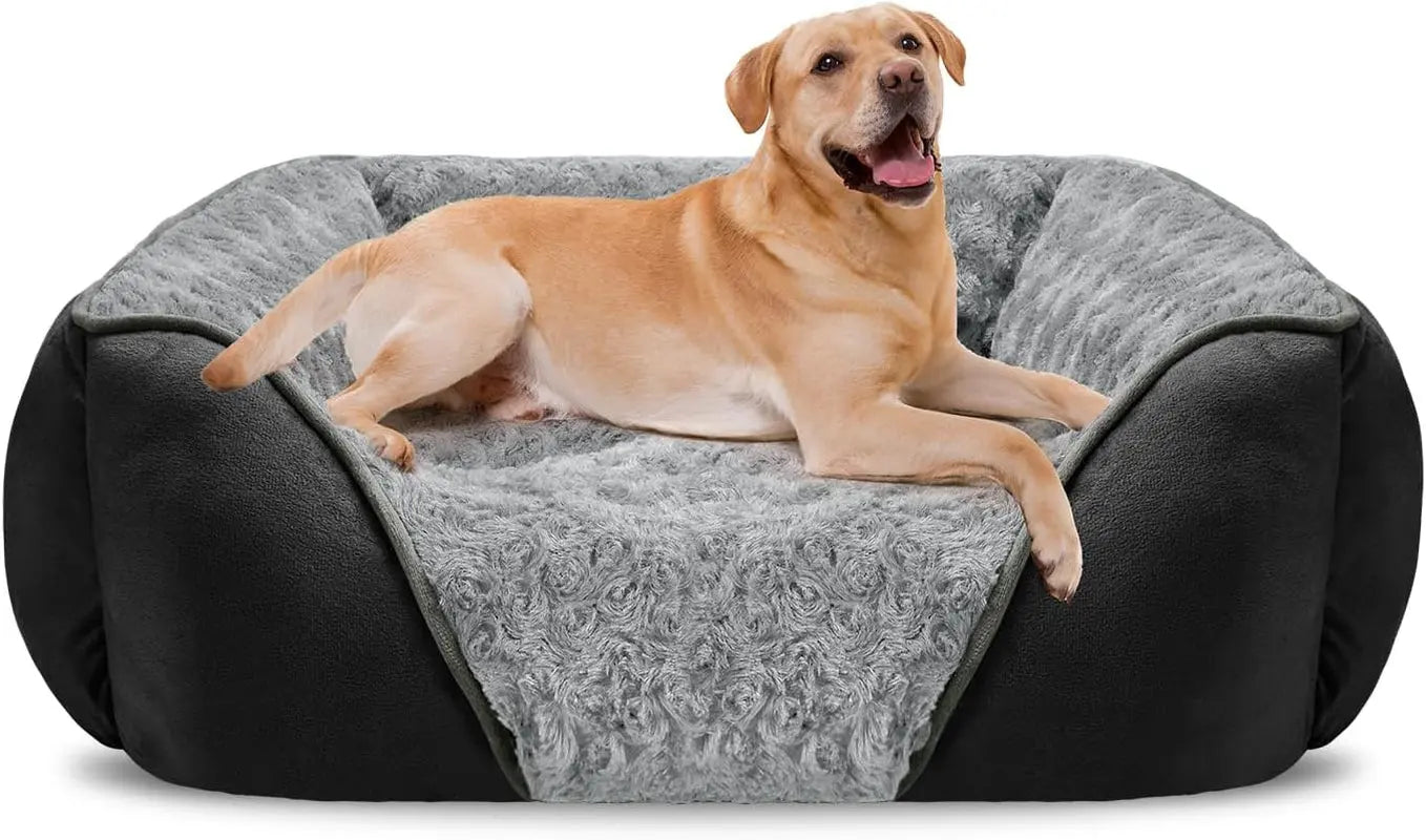 Washable Orthopedic Dog Bed – Soft Calming Pet Sofa for Small to Large Dogs Black Xxl(42"X 30"X 10")